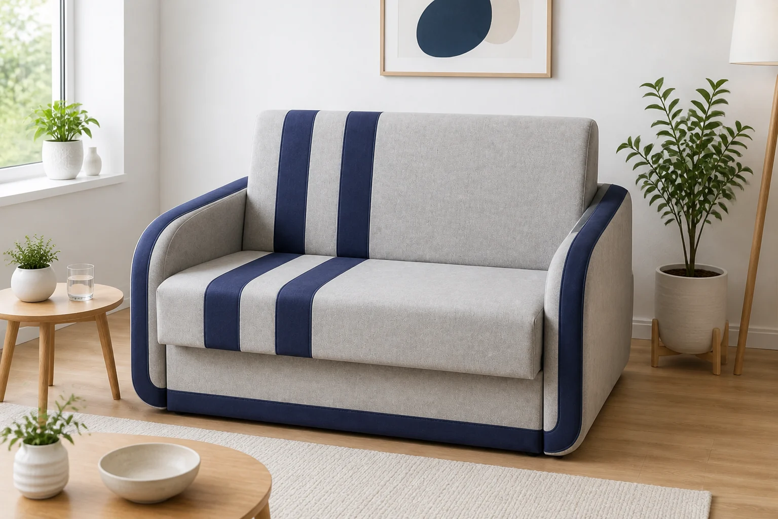 Sofa COMO - aranżacja w tkaninie light gray navy two tone