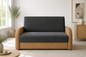 Sofa JUNIOR - aranżacja w tkaninie charcoal caramel two tone