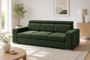 Sofa MEGAN - aranżacja w tkaninie forest green chenille