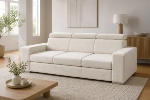 Sofa MEGAN - aranżacja w tkaninie ivory boucle