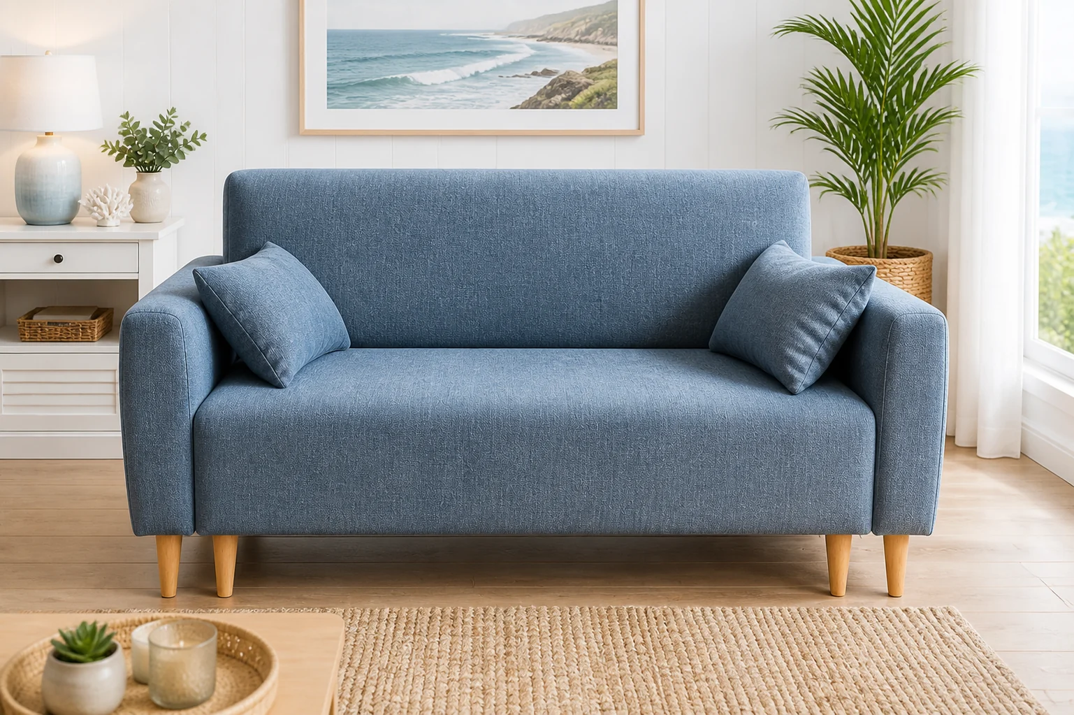 Sofa NESTO - aranżacja w tkaninie dusty blue linen