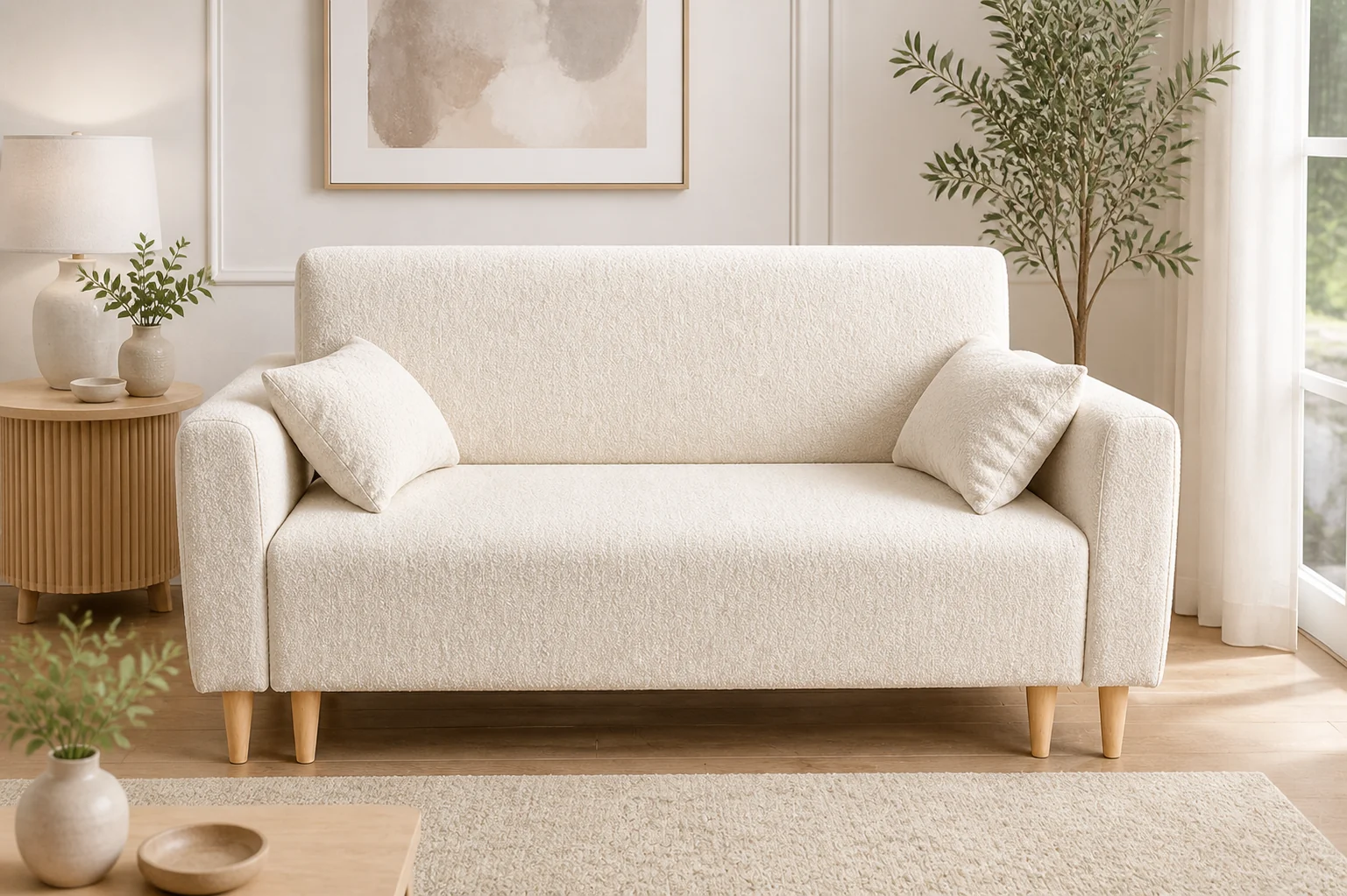 Sofa NESTO - aranżacja w tkaninie ivory boucle