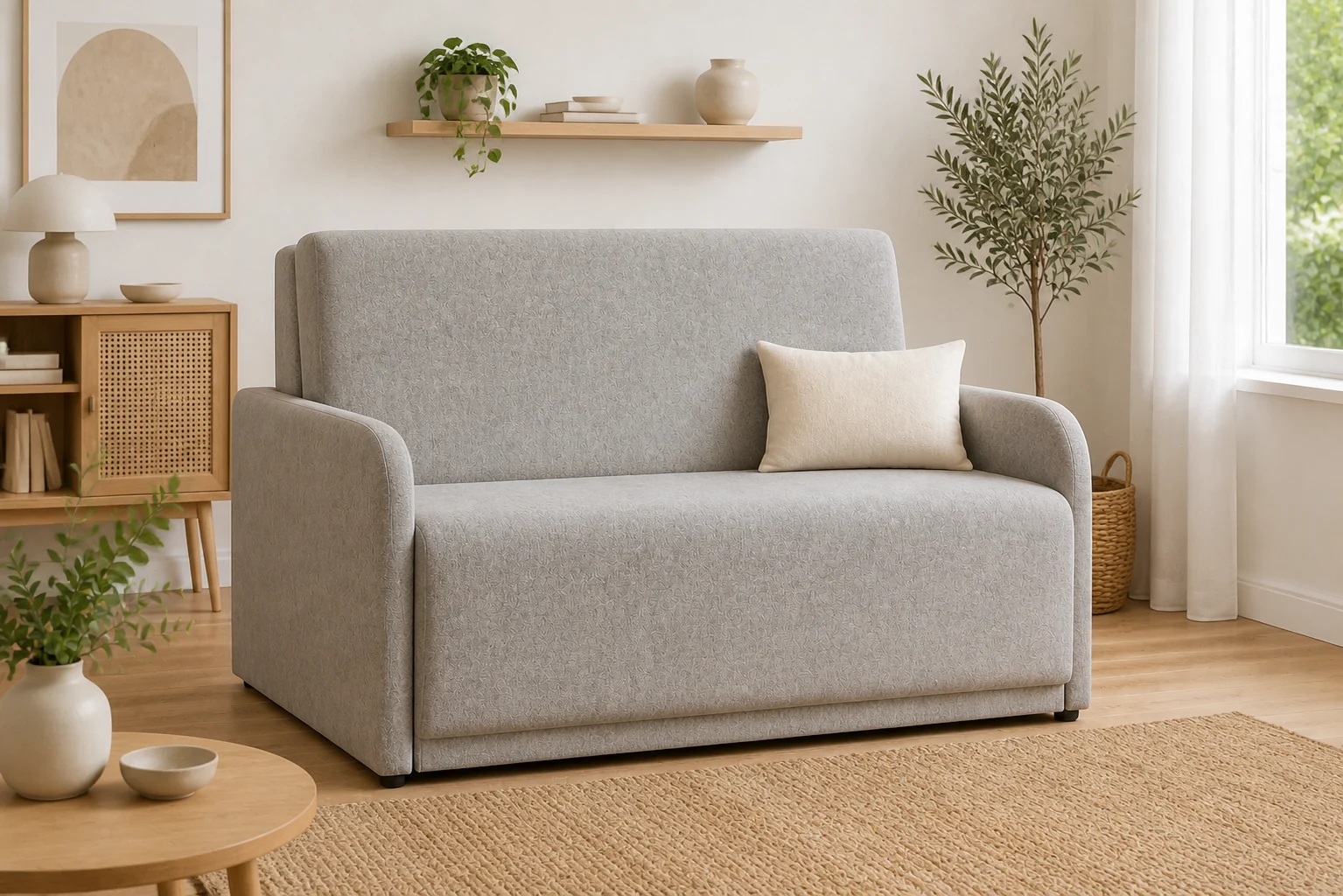 Sofa NUBI - aranżacja w tkaninie light gray linen