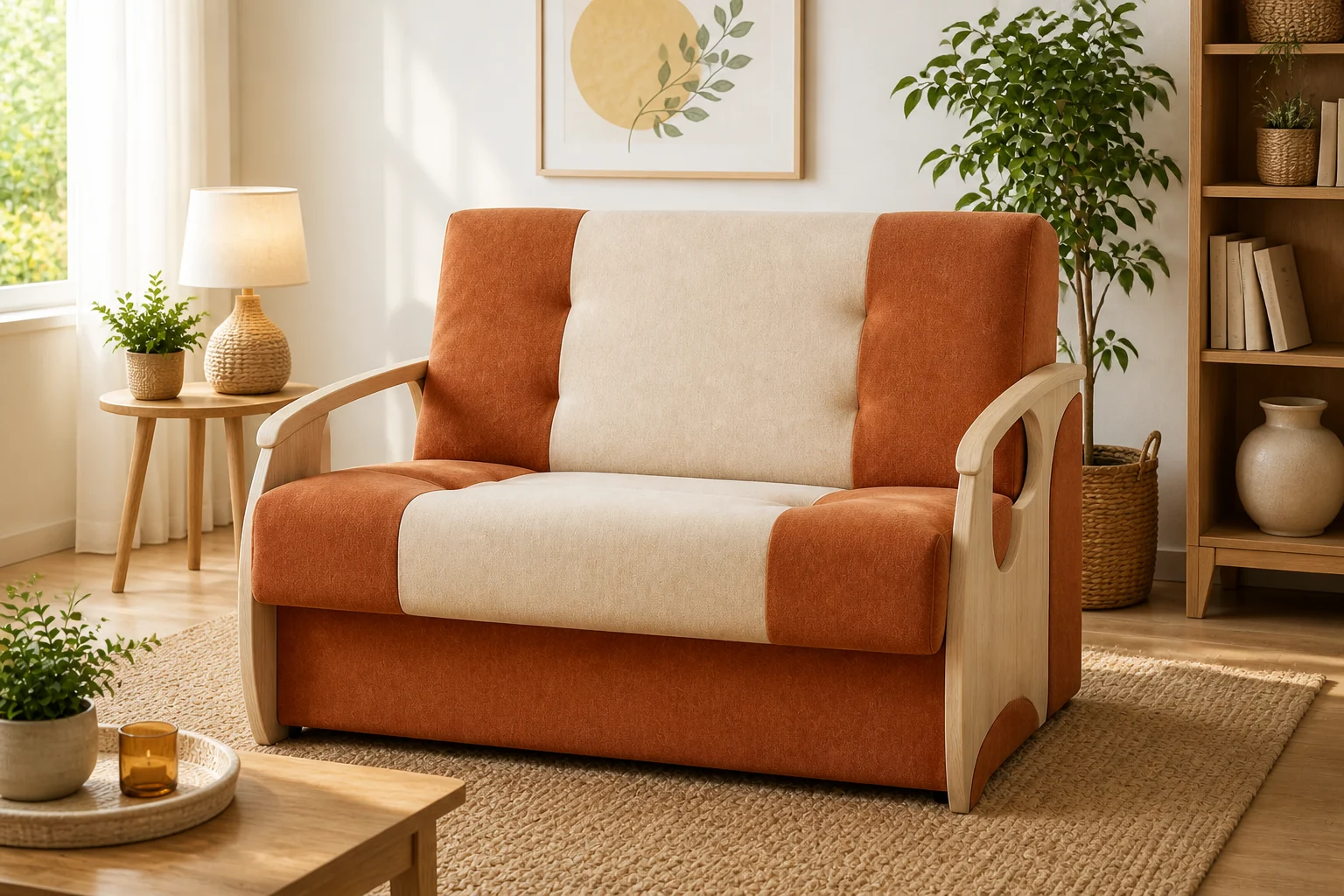 Sofa PATRYK - aranżacja w tkaninie rust sand two tone