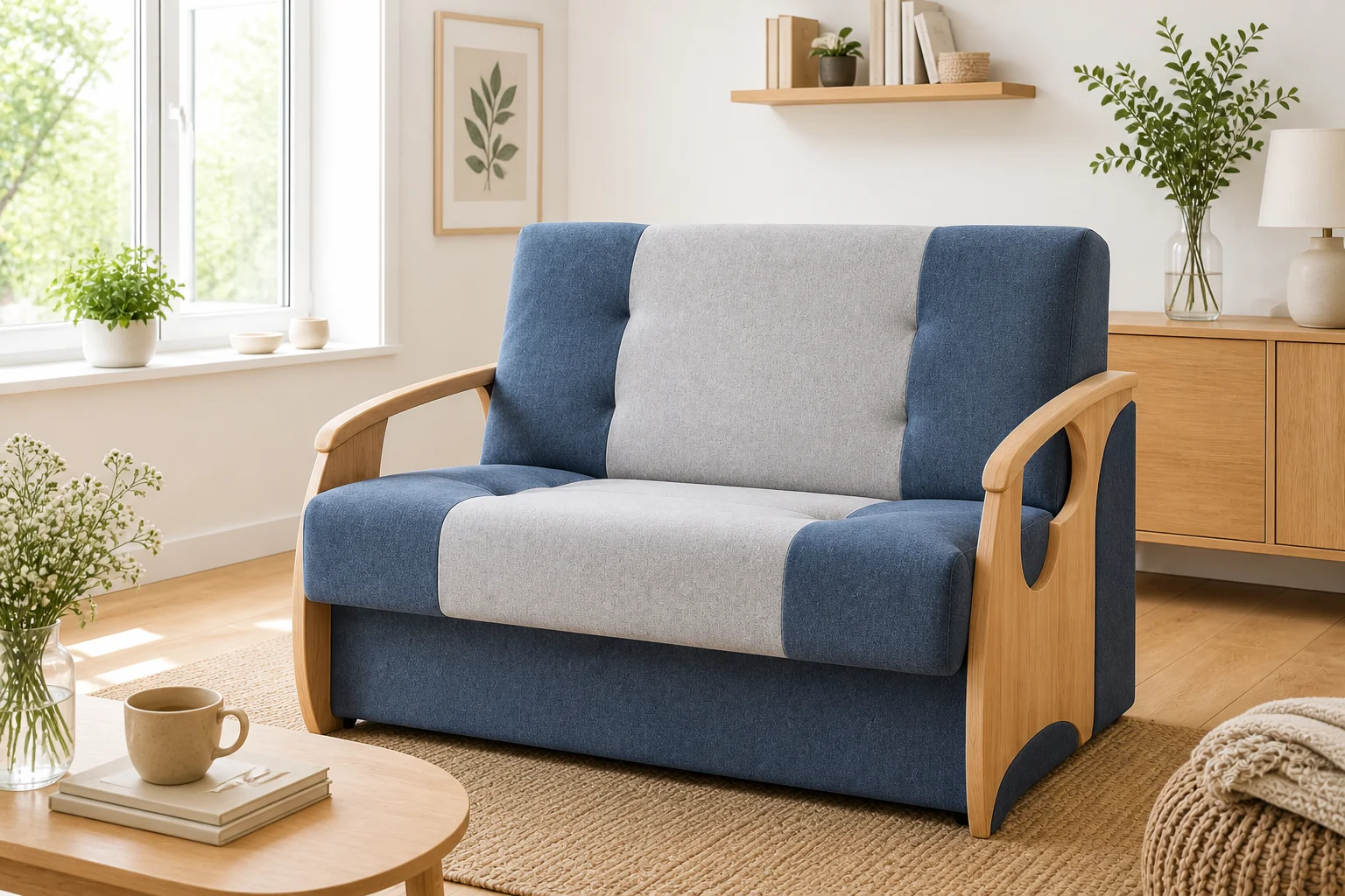 Sofa PATRYK - aranżacja w tkaninie slate blue light gray two tone