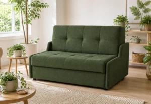 Sofa VIVA - aranżacja w tkaninie forest green chenille