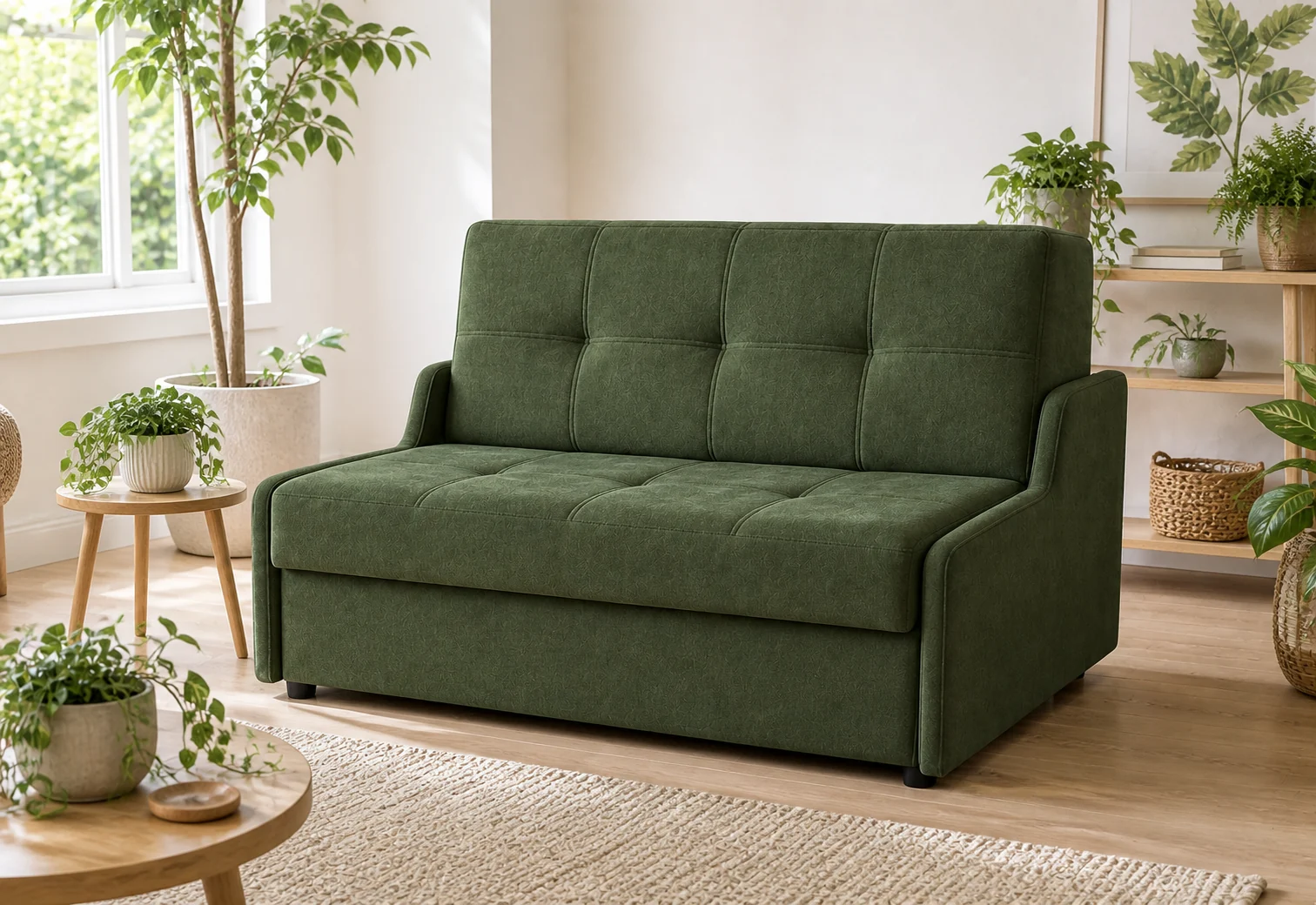 Sofa VIVA - aranżacja w tkaninie forest green chenille