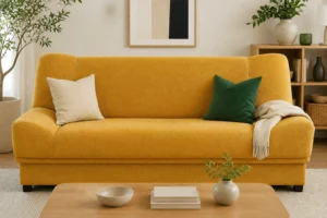 Wersalka Apollo - aranżacja w tkaninie Woven Mustard