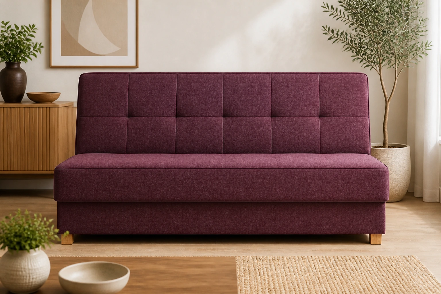 Wersalka ARIA - aranżacja w tkaninie Chenille Plum