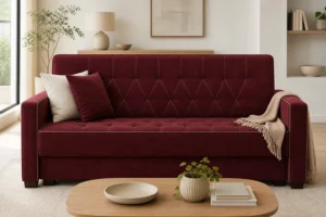Wersalka FELIX - aranżacja w tkaninie Chenille Burgundy