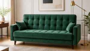 Wersalka ŁUKASZ - aranżacja w tkaninie Velvet Emerald