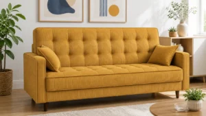 Wersalka ŁUKASZ - aranżacja w tkaninie Corduroy Mustard