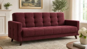 Wersalka MARTIN - aranżacja w tkaninie Chenille Burgundy