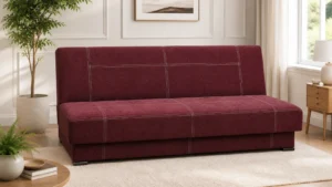 Wersalka OLA - aranżacja w tkaninie Chenille Burgundy
