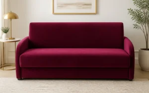 Wersalka XENA - aranżacja w tkaninie Velvet Burgundy